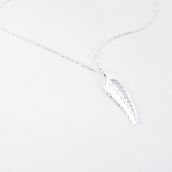 silver feather necklace