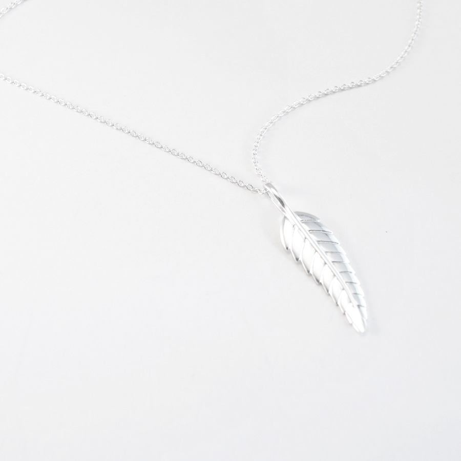 silver feather necklace